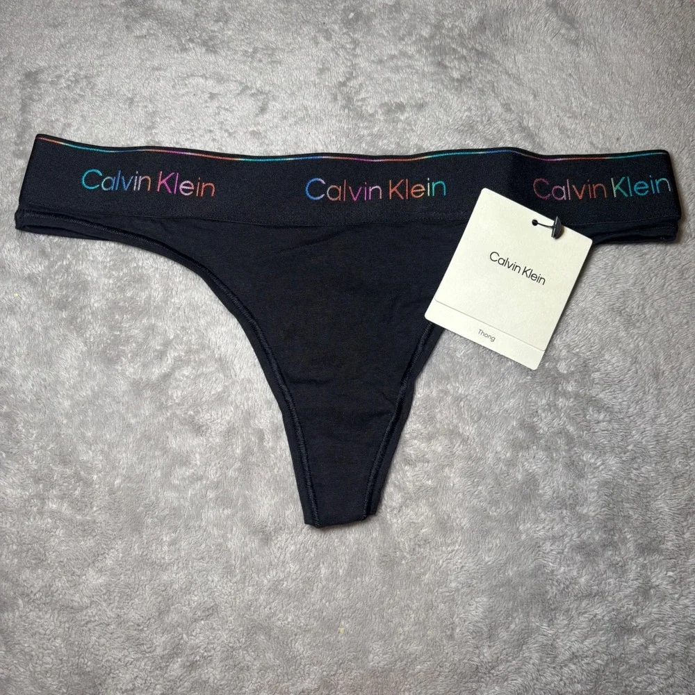 Calvin Klein Rainbow Logo & GapBody Cotton Rib Thong Underwear Bundle Black S